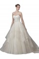 Marfim Vestido de Baile Colher Comboio Capela Tule & Renda Longo Vestidos de Noiva Acessíveis
