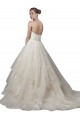 Marfim Vestido de Baile Colher Comboio Capela Tule & Renda Longo Vestidos de Noiva Acessíveis