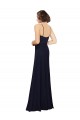 Marinha Negra Bainha Colher Chiffon Longo Vestidos de Madrinha Acessíveis