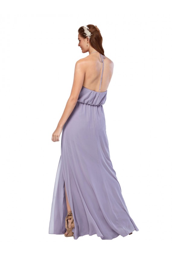 Marinha Negra Chiffon Linha A Criss Cruz Cabeçada Longo Vestidos de Madrinha Acessíveis