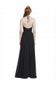 Marinha Negra Chiffon Linha A Sem Mangas Decote V Longo Vestidos de Madrinha / Vestidos de Baile