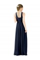 Marinha Negra Chiffon Linha A Sem Mangas Decote V Longo Vestidos de Madrinha / Vestidos de Baile / Vestidos de Noite Acessíveis