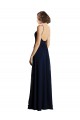 Marinha Negra Chiffon Linha A Sem Mangas Decote V Longo Vestidos de Madrinha / Vestidos de Baile / Vestidos de Noite Acessíveis