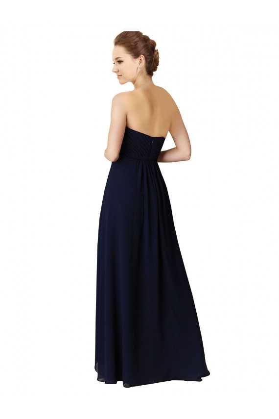 Marinha Negra Linha A Amor Alto Baixo Chiffon Alto Baixo, Longo Alto Baixo Vestidos de Madrinha Acessíveis