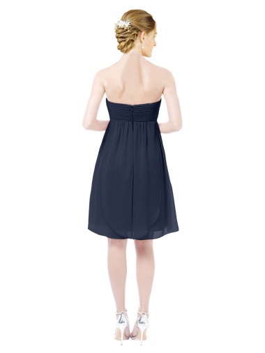 Marinha Negra Linha A Amor Chiffon Curto Vestidos de Madrinha / Vestidos de Homecoming