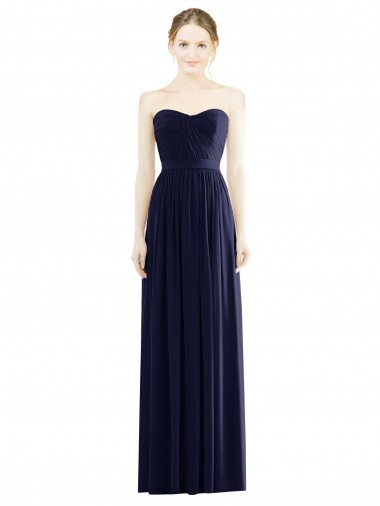 Marinha Negra Linha A Amor Chiffon Longo Formais Vestidos de Madrinha / Vestidos de Noite