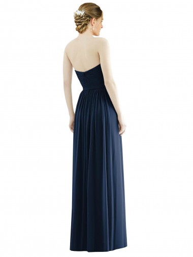 Marinha Negra Linha A Amor Chiffon Longo Formais Vestidos de Madrinha / Vestidos de Noite