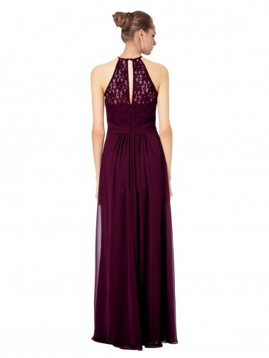 Marinha Negra Linha A Cabeçada Chiffon & Renda Longo Vestidos de Madrinha