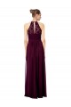 Marinha Negra Linha A Cabeçada Chiffon & Renda Longo Vestidos de Madrinha Acessíveis