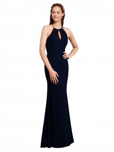 Marinha Negra Sereia Cabeçada Chiffon Longo Vestidos de Madrinha