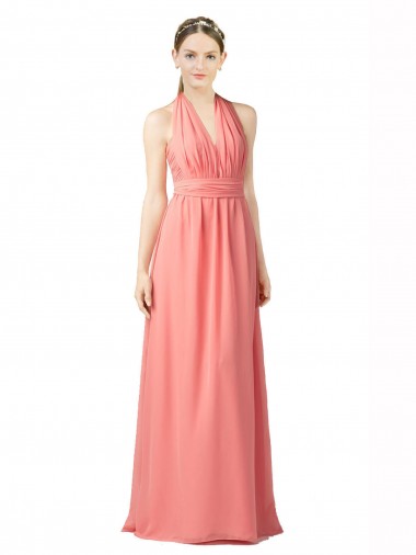 Melancia Chiffon Linha A Amor Longo Vestidos de Madrinha