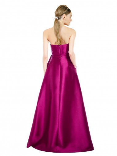 Merlot Linha A Decote V Cetim Longo Vestidos de Madrinha / Vestidos de Festa