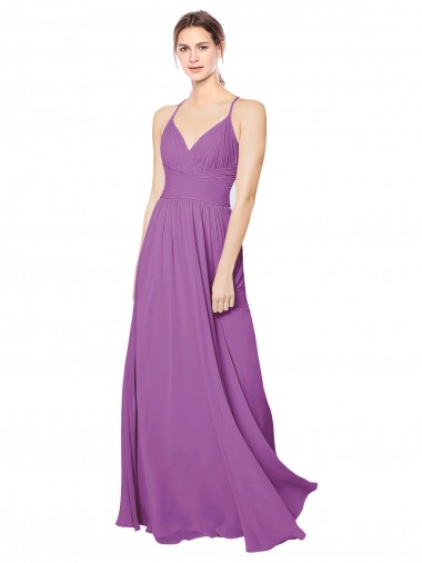Narciso Chiffon Linha A Criss Cruz Amor Longo Vestidos de Madrinha