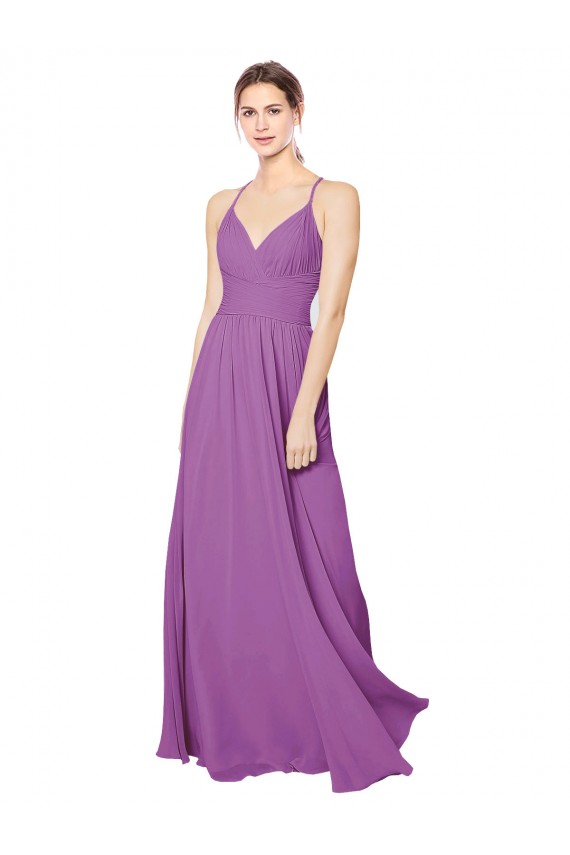 Narciso Chiffon Linha A Criss Cruz Amor Longo Vestidos de Madrinha Acessíveis