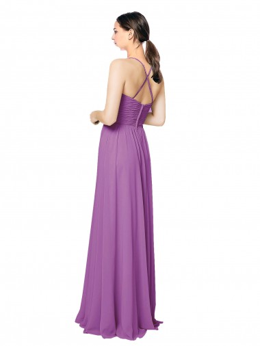 Narciso Chiffon Linha A Criss Cruz Amor Longo Vestidos de Madrinha