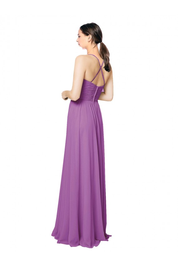 Narciso Chiffon Linha A Criss Cruz Amor Longo Vestidos de Madrinha Acessíveis