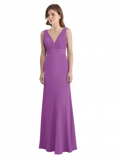 Narciso Linha A Decote V Chiffon Longo Vestidos de Madrinha