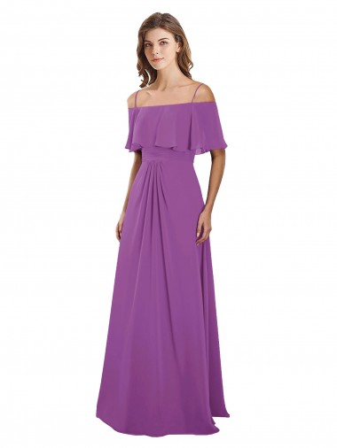 Narciso Linha A Fora do Ombro Chiffon Longo Vestidos de Madrinha