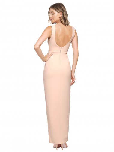 Nu Bainha Decote Quadrado Crepe Esticado Longo Formais Vestidos de Madrinha / Vestidos de Festa