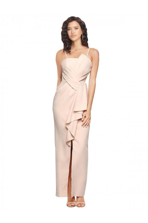 Nu Bainha Sem alças Crepe Esticado Longo Vestidos de Madrinha / Vestidos de Festa Acessíveis