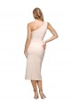 Nu Bainha Um Ombro Comprimento Midi Crepe Esticado Curto Formais Vestidos de Madrinha / Vestidos de Festa Acessíveis