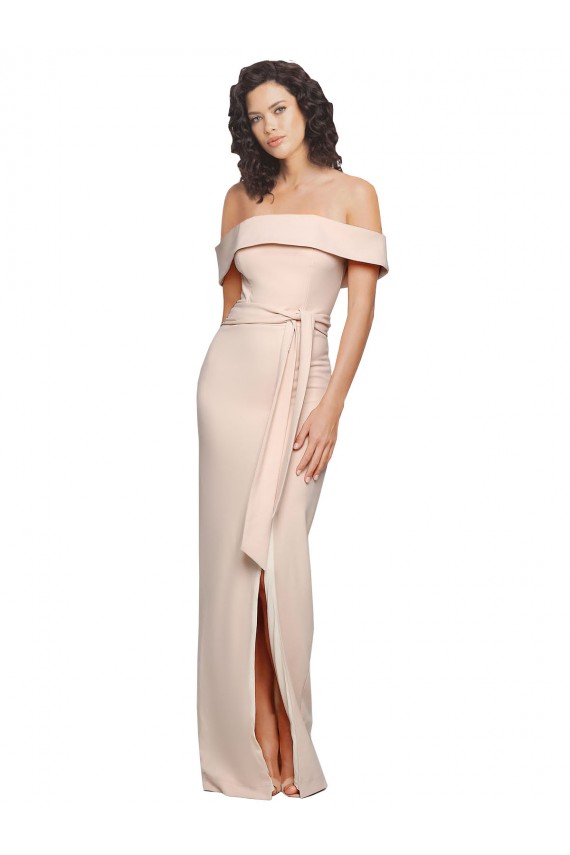 Nu Crepe Esticado Sereia Lombar Fora do Ombro Longo Formais Vestidos de Madrinha / Vestidos de Noite / Vestidos de Festa