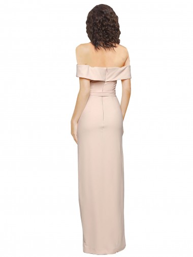 Nu Crepe Esticado Sereia Lombar Fora do Ombro Longo Formais Vestidos de Madrinha / Vestidos de Noite / Vestidos de Festa