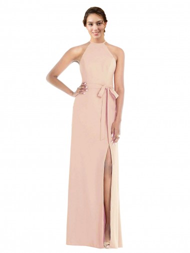 Nu Trombeta Cabeçada Crepe Esticado Longo Formais Vestidos de Madrinha / Vestidos de Festa