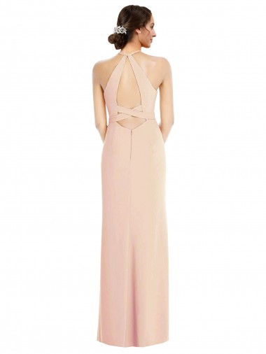 Nu Trombeta Cabeçada Crepe Esticado Longo Formais Vestidos de Madrinha / Vestidos de Festa