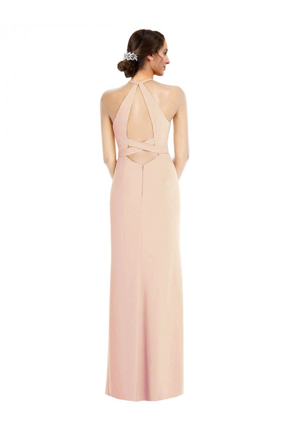 Nu Trombeta Cabeçada Crepe Esticado Longo Formais Vestidos de Madrinha / Vestidos de Festa