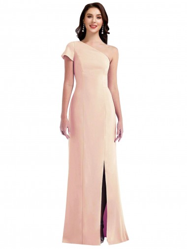 Nu Trombeta Um Ombro Crepe Esticado Longo Formais Vestidos de Madrinha / Vestidos de Festa
