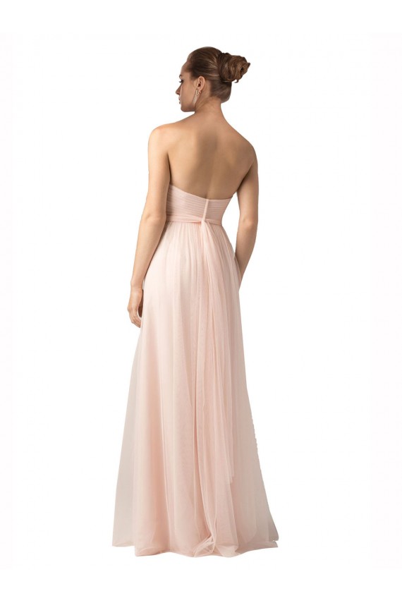 Nu Tule Linha A Sem Mangas Amor Longo Vestidos de Madrinha Acessíveis