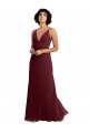 Ouro Borgonha Chiffon Linha A Costas em V Decote V Longo Vestidos de Madrinha Acessíveis