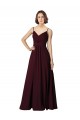 Ouro Borgonha Chiffon Linha A Sem Mangas Decote V Longo Vestidos de Madrinha Acessíveis