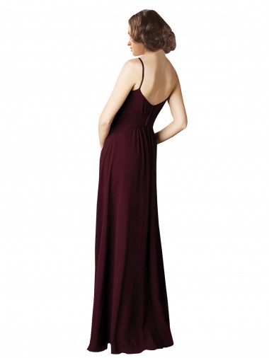 Ouro Borgonha Chiffon Linha A Sem Mangas Decote V Longo Vestidos de Madrinha