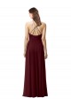 Ouro Borgonha Linha A Cabeçada Chiffon Longo Vestidos de Madrinha Acessíveis