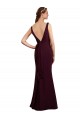 Ouro Borgonha Sereia Decote V Chiffon Longo Vestidos de Madrinha Acessíveis