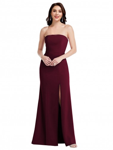 Ouro Borgonha Trombeta Sem alças Crepe Esticado Longo Vestidos de Madrinha / Vestidos de Festa