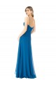 Pavão Azul Linha A Alças finas Chiffon Longo Vestidos de Madrinha Acessíveis