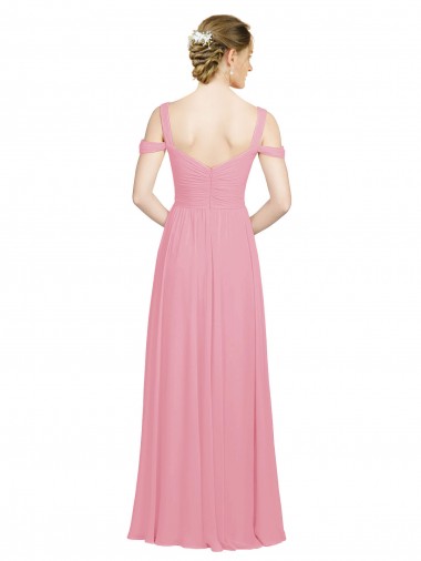 Pele Rosa Chiffon Linha A Amor Longo Vestidos de Madrinha