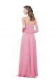 Pele Rosa Linha A Alças finas Chiffon Longo Vestidos de Madrinha Acessíveis