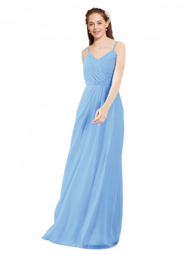 Pervinca Bainha Decote V Chiffon Longo Vestidos de Madrinha