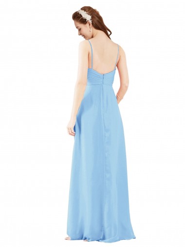 Pervinca Bainha Decote V Chiffon Longo Vestidos de Madrinha
