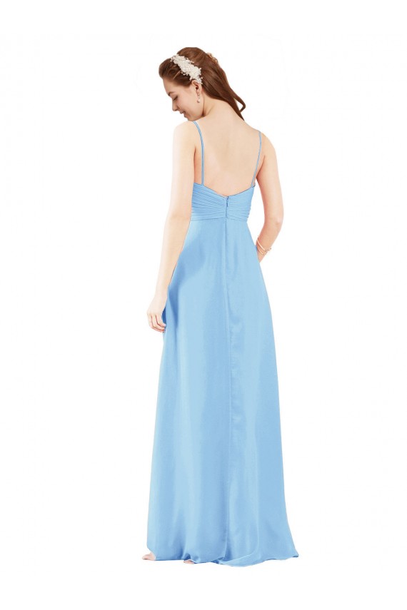 Pervinca Bainha Decote V Chiffon Longo Vestidos de Madrinha