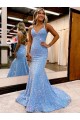Pervinca Bainha Decote V Comboio Varredela Lantejoulas Veludo Longo Lantejoulas Veludo Vestidos de Festa Acessíveis