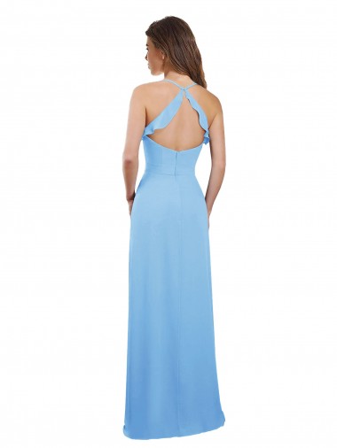 Pervinca Chiffon Linha A Buraco da fechadura Amor Longo Vestidos de Madrinha