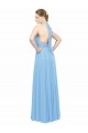 Pervinca Chiffon Linha A Sem Mangas Cabeçada Longo Vestidos de Madrinha Acessíveis
