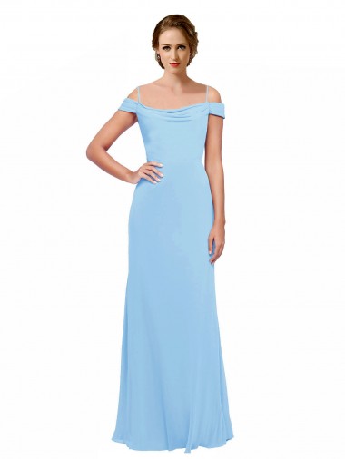 Pervinca Linha A Fora do Ombro Chiffon Longo Vestidos de Madrinha
