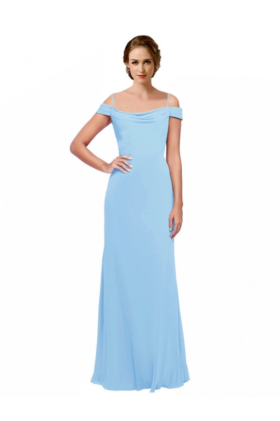Pervinca Linha A Fora do Ombro Chiffon Longo Vestidos de Madrinha Acessíveis