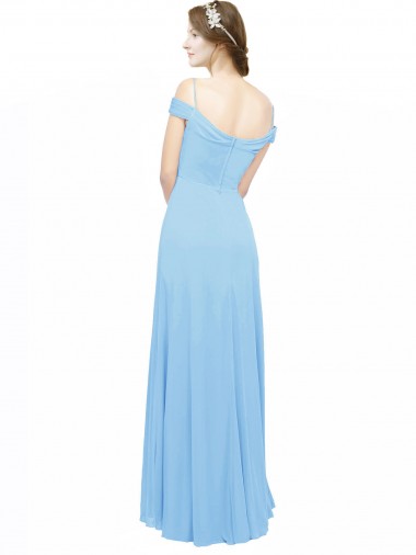 Pervinca Linha A Fora do Ombro Chiffon Longo Vestidos de Madrinha